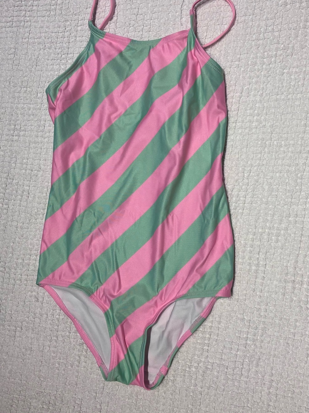 GAP Pink and Green Diagonal Stripe Girls One-Piece Swimsuit